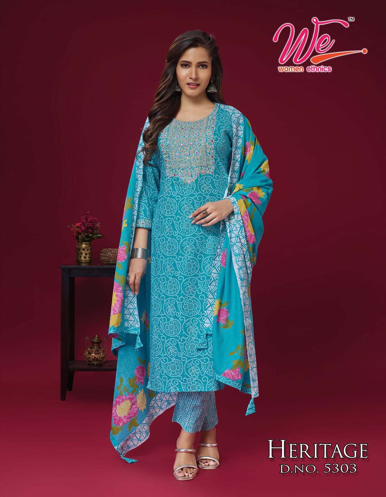 Heritage By We Designer Printed Cotton Kurti With Bottom Dupatta Wholesale Market In Surat
